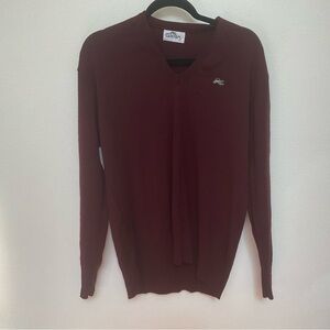 Garan Red V-Neck Pullover Sweater Men's XL Fall Winter Festive Holiday